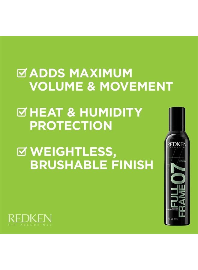 Redken Full Frame 07 All-Over Volumizing Mousse | For All Hair Types | Adds Volume & Anti-Frizz Protection | 8.5 Oz - Image 3