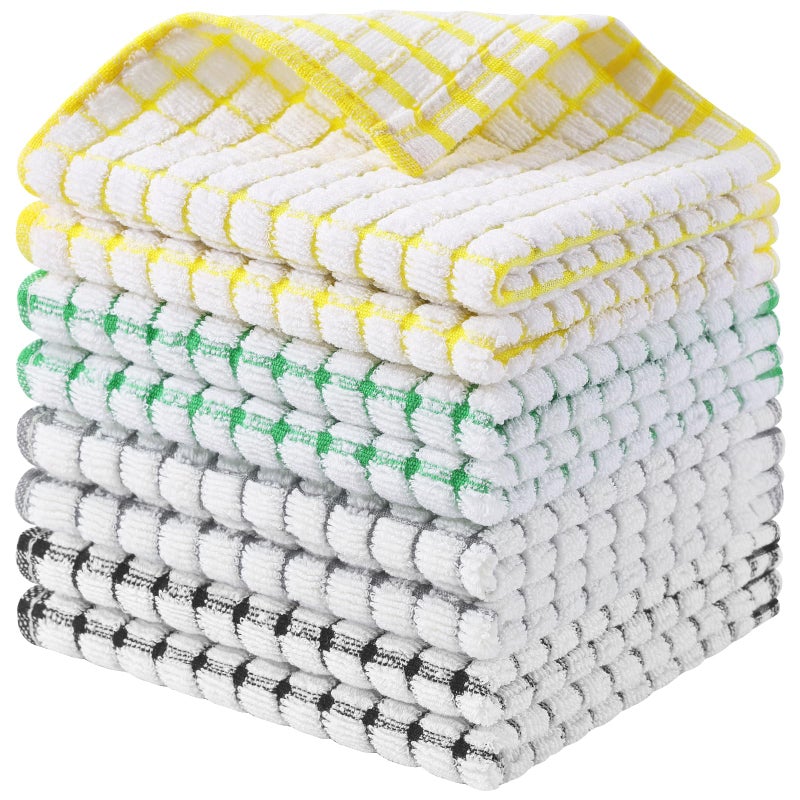 Kitinjoy Cotton 8 Pack Terry Kitchen Dish Cloths, 12 x 12 Inches Super Soft and Absorbent Dish Rags, Quick Drying Dish Towels for Washing Dishes, Multi-Colored - Image 1