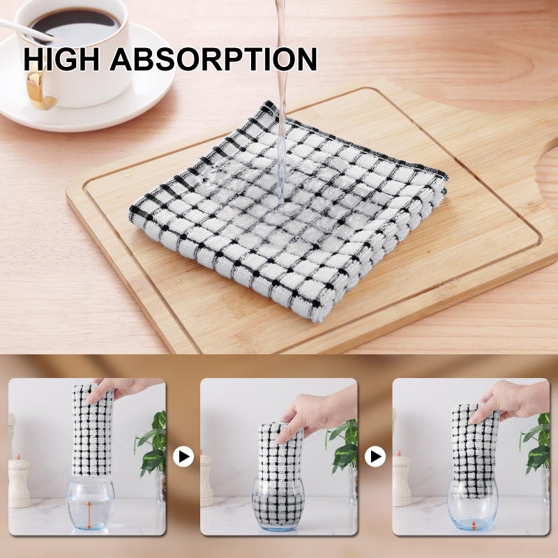 Kitinjoy Cotton 8 Pack Terry Kitchen Dish Cloths, 12 x 12 Inches Super Soft and Absorbent Dish Rags, Quick Drying Dish Towels for Washing Dishes, Multi-Colored - Image 3