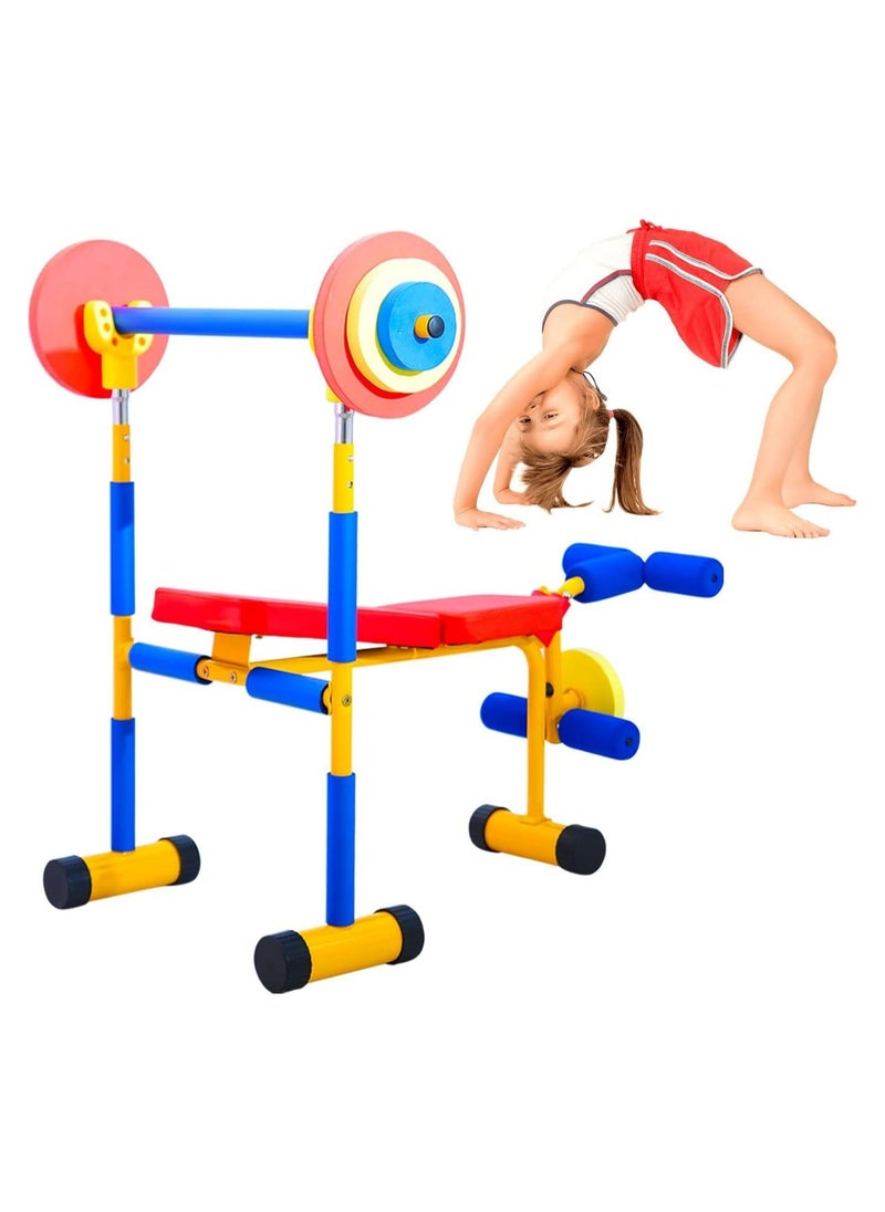 ALCOACH - Children's exercise equipment, weight bench set, children's bench for birthday gifts, fun exercise equipment for children, children's exercise equipment, children's weightlifting, children's weightlif - Image 1