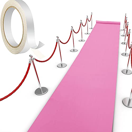 Shappy Pink Carpet Runner Rug for Party 55gsm Thickness with Carpet Tape Hallway Rug for Graduate Wedding Party Dance Floor Outdoor Accessories26 x 30 Feet
