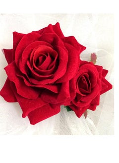 Kriccio Flower Hair Combs, Rose Flower Bohemia Hairpin Bride Costume Hair Decor for Party Wedding Red(1pc)  - Image 3