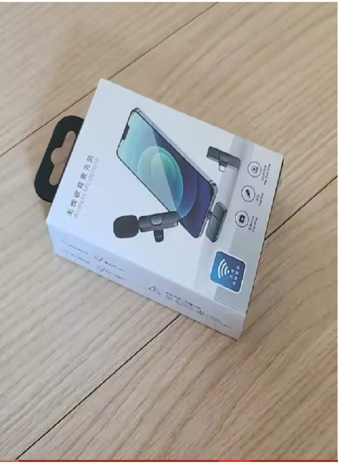 Wireless Collar Microphone Dual Lapel Lavalier Mic for Noise Reduction Vlogging Interview Live Streaming YouTube Video Broadcast With 2 Mic Receiver for iPhone and Android