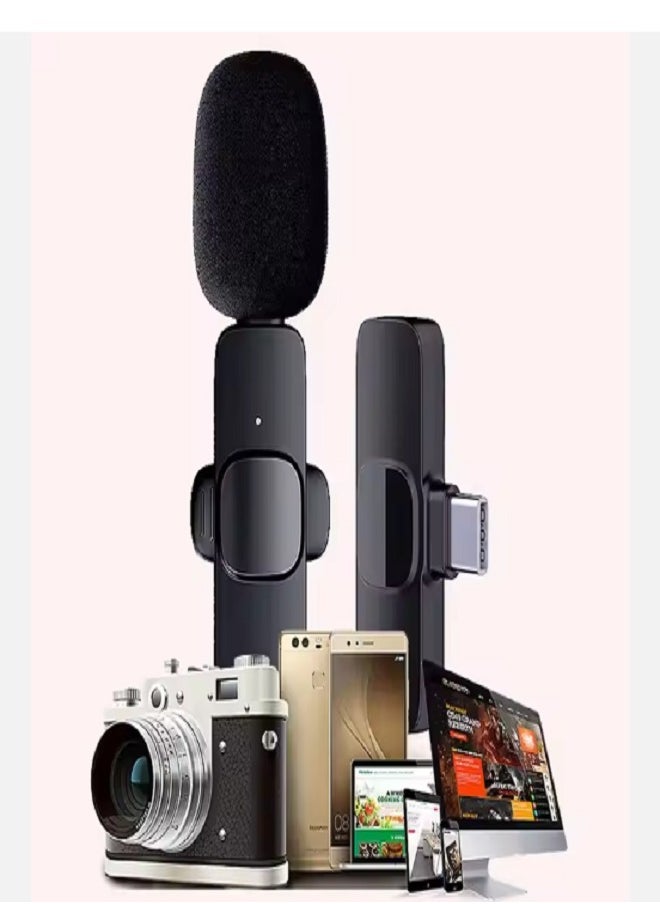 Wireless Collar Microphone Dual Lapel Lavalier Mic for Noise Reduction Vlogging Interview Live Streaming YouTube Video Broadcast With 2 Mic Receiver for iPhone and Android