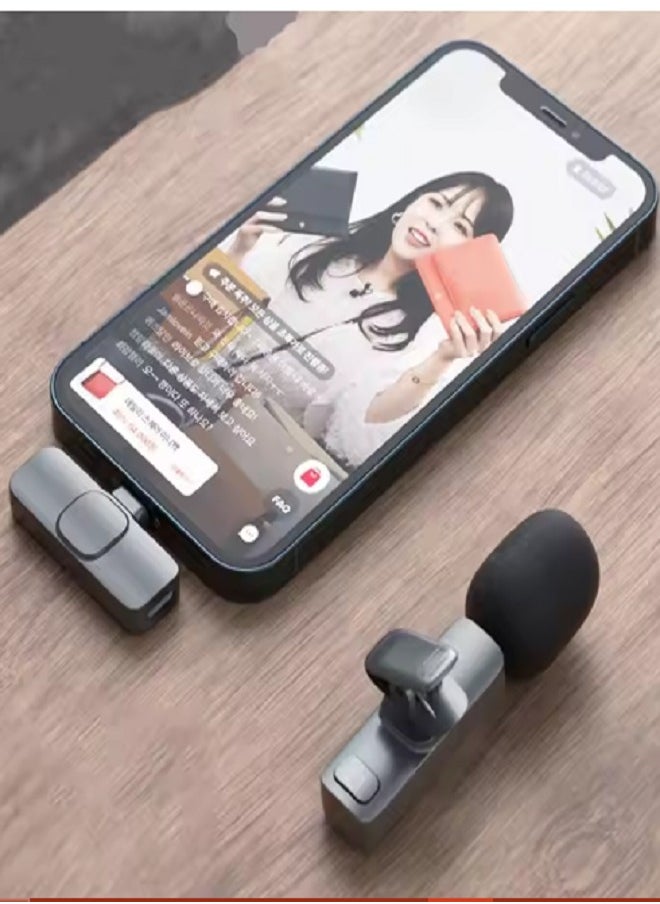 Wireless Collar Microphone Dual Lapel Lavalier Mic for Noise Reduction Vlogging Interview Live Streaming YouTube Video Broadcast With 2 Mic Receiver for iPhone and Android