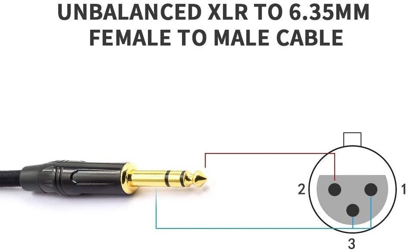 SeCro ® سلسلة بانثر - كابل ميكروفون ستيريو TRS ذكر إلى أنثى XLR مطلي بالذهب 6.35 مم (1/4 بوصة) للمضخم، مكبرات الصوت - أسود (15 متر) - Image 2