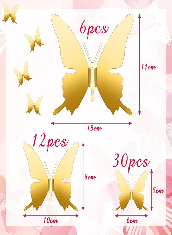 فيرايكل مجموعة فيرايكل من 48 قطعة من ديكورات الفراشات المعدنية الجدارية، بثلاثة أحجام (5.9 بوصة، 3.94 بوصة، 2.36 بوصة)، فراشات ثلاثية الأبعاد طائرة لتزيين جدران غرف النوم والمعيشة، وحفلات الزفاف وأعياد الميلاد، وديكورات منزلية فنية يمكنك صنعها بنفسك (ذهبي). - Image 2