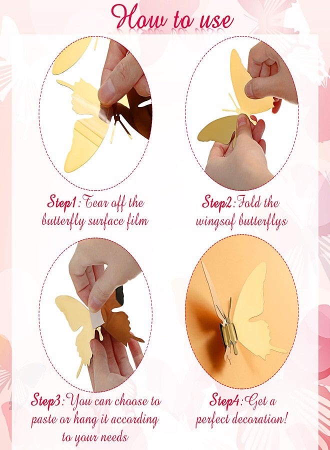 فيرايكل مجموعة فيرايكل من 48 قطعة من ديكورات الفراشات المعدنية الجدارية، بثلاثة أحجام (5.9 بوصة، 3.94 بوصة، 2.36 بوصة)، فراشات ثلاثية الأبعاد طائرة لتزيين جدران غرف النوم والمعيشة، وحفلات الزفاف وأعياد الميلاد، وديكورات منزلية فنية يمكنك صنعها بنفسك (ذهبي). - Image 3