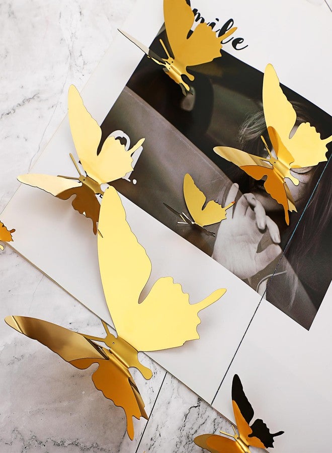 فيرايكل مجموعة فيرايكل من 48 قطعة من ديكورات الفراشات المعدنية الجدارية، بثلاثة أحجام (5.9 بوصة، 3.94 بوصة، 2.36 بوصة)، فراشات ثلاثية الأبعاد طائرة لتزيين جدران غرف النوم والمعيشة، وحفلات الزفاف وأعياد الميلاد، وديكورات منزلية فنية يمكنك صنعها بنفسك (ذهبي). - Image 5