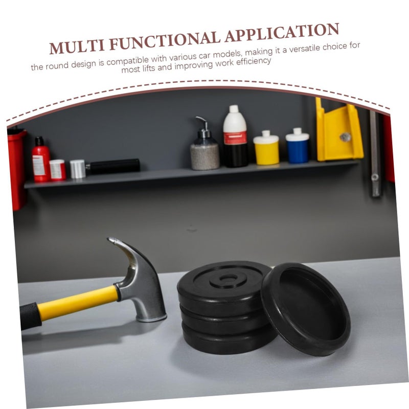 4 Pcs Rubber Lift Pads for Auto Hoists Black Round Protects Paint Reduces Vibration - Image 4