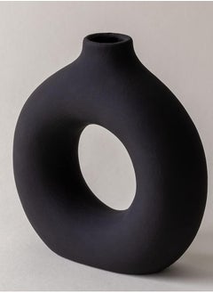 ba9ma Porcelain Vases for Home Decor Set of 3 - Modern Round Donut Shaped Vase for Pampas Grass Artificial Flowers, Boho Decor for Living Room, Centerpieces for Dining Table, Bedroom, Farmhouse Decorمزهريات ب بيضاء لديكور المنزل مجموعة من 3 - مزهرية على شكل دونات حديثة دائرية لعشب بامباس الزهور الاصطناعية، ديكور بوهو لغرفة المعيشة قطع مركزية لطاولة الطعام وغرفة النوم وديكورات المزرعة  - Image 2