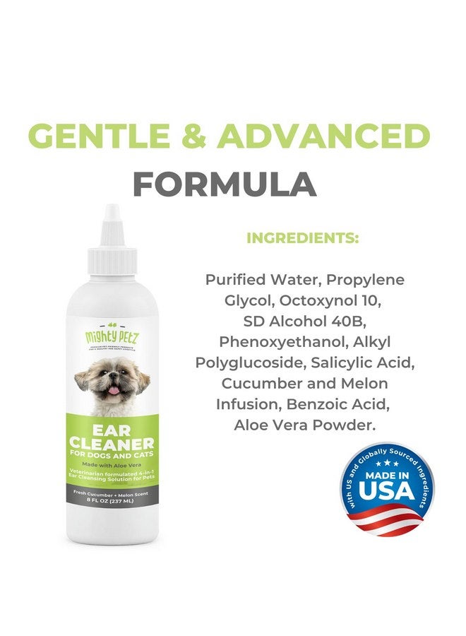 مايتي بيتز منظف أذن الكلاب من Mighty Petz - غسول أذن للحيوانات الأليفة لعلاج الحكة والعدوى والخميرة والشمع. محلول تنظيف الأذن المتطور واللطيف. قطرات أذن للكلاب والقطط - 8 أونصة - Image 4