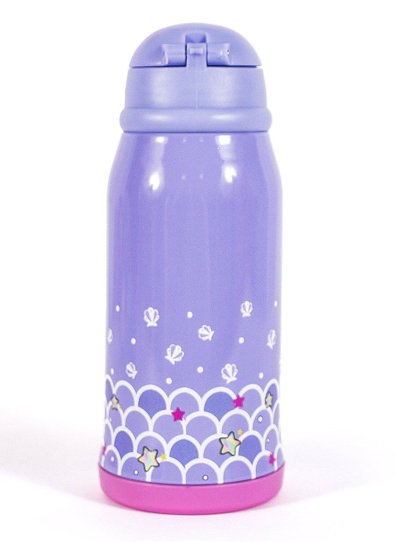 Milk & Moo MILK&MOO Steel Kids Water Bottle with Bag Mermaid, Leakproof, BPA Free, Eco Friendly, Fun and Colorful Design, for School - Travel - Outdoor Adventures, 550 ml - 18.5 oz  - Image 3