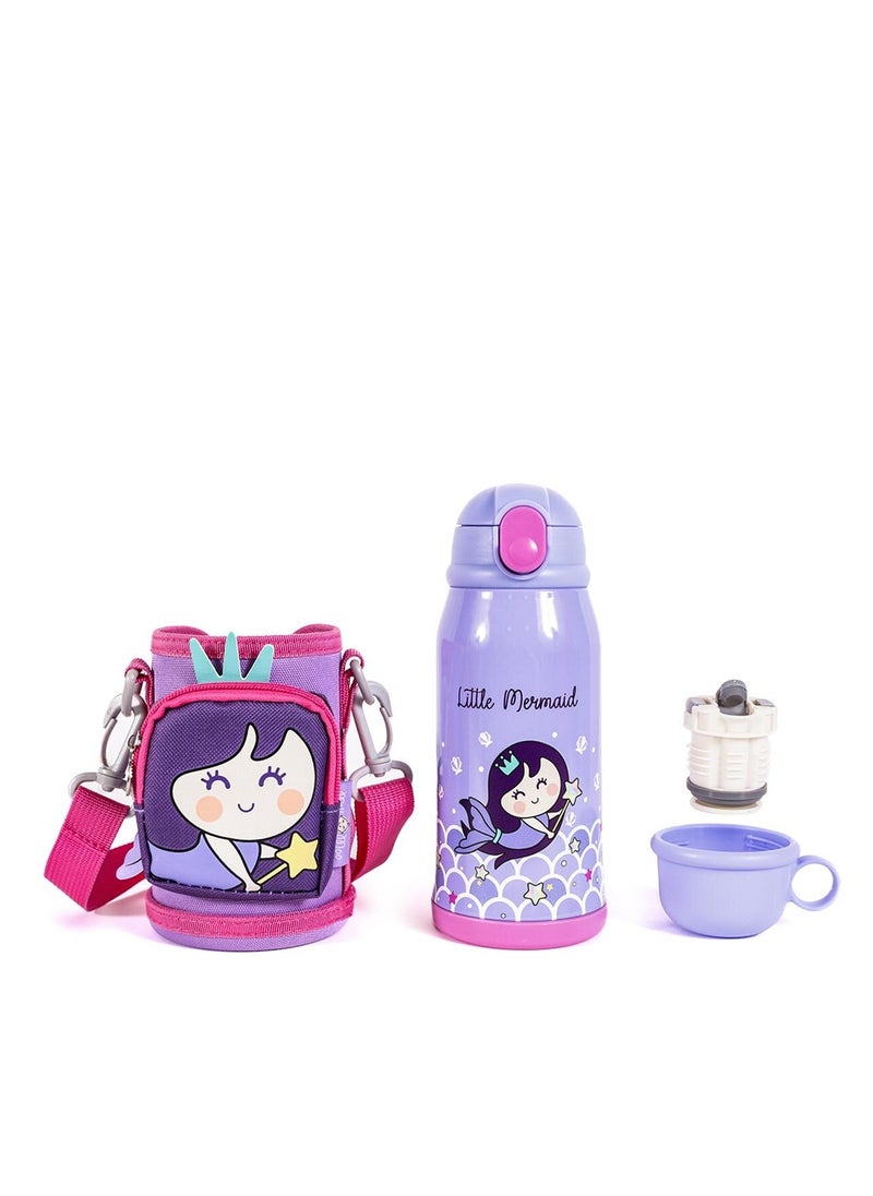 Milk & Moo MILK&MOO Steel Kids Water Bottle with Bag Mermaid, Leakproof, BPA Free, Eco Friendly, Fun and Colorful Design, for School - Travel - Outdoor Adventures, 550 ml - 18.5 oz  - Image 2
