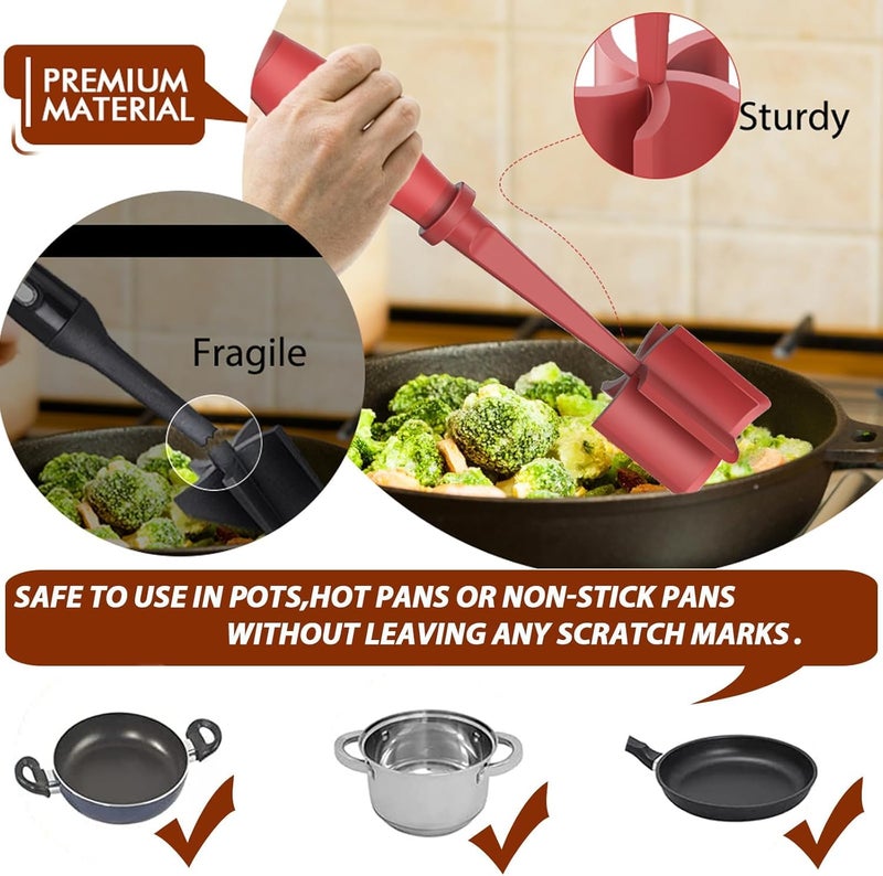 liboyixi Meat Chopper for Hamburger, Premium Heat Resistant Masher and Smasher for Ground Beef, Ground Turkey and More, Nylon Ground Beef Chopper Tool and Meat Fork, Non Stick Mix Chopper (red (color)) - Image 5