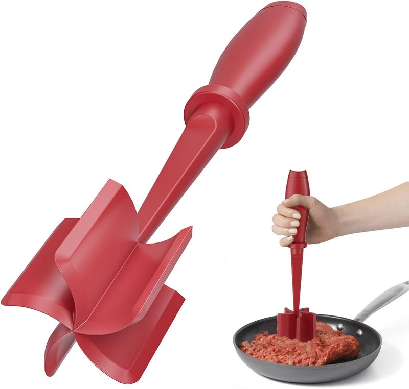 liboyixi Meat Chopper for Hamburger, Premium Heat Resistant Masher and Smasher for Ground Beef, Ground Turkey and More, Nylon Ground Beef Chopper Tool and Meat Fork, Non Stick Mix Chopper (red (color)) - Image 1