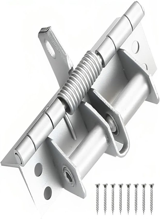 Delzon 3 in 1 Automatically Door Hinge Lock, 90° Automatic Self-Closing Door Multi-Function Hinges with Screws for Gate, Kitchen Cabinets (3 in 1 Automatically Door Hinge Lock) - Image 1
