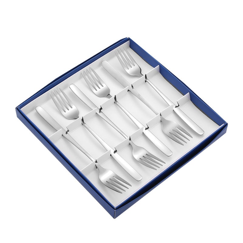 304 Stainless Steel Spoon Korean-Style Spoon And Fork Six-Piece Cutlery Set Paper Box Gift Set Simple Gift Box Daily Use - Image 1