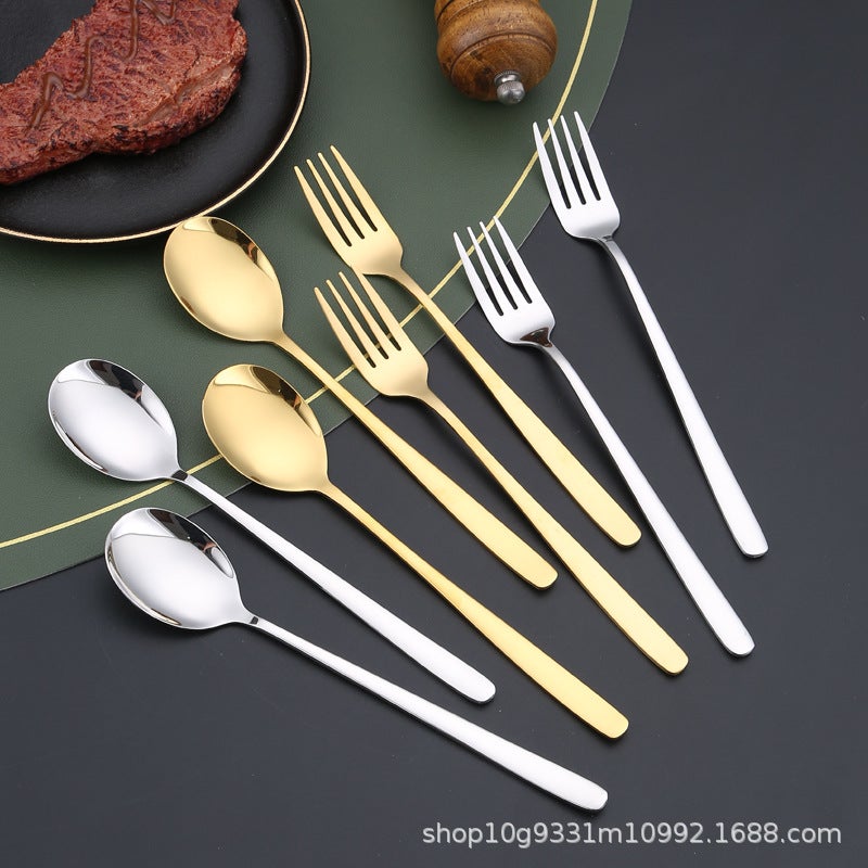 304 Stainless Steel Spoon Korean-Style Spoon And Fork Six-Piece Cutlery Set Paper Box Gift Set Simple Gift Box Daily Use - Image 3
