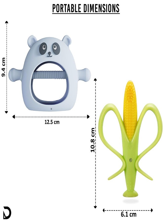 DaKos, Stylish Soother for New Born, teether and Soother for Baby, Baby Teething Mitten, BPA Free Chewing Mitten (Corn Shaped and Blue Panda Shaped Teether) - Image 4