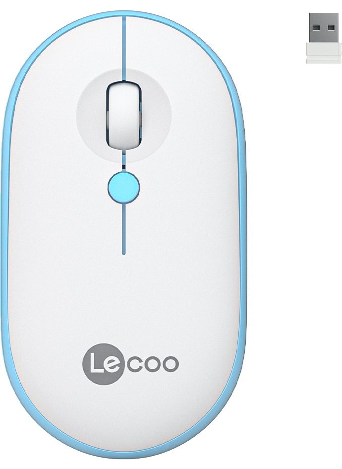 lecoo - WS212 Wireless 1600DPI 4-Button Optical Mouse White & Blue - Image 1