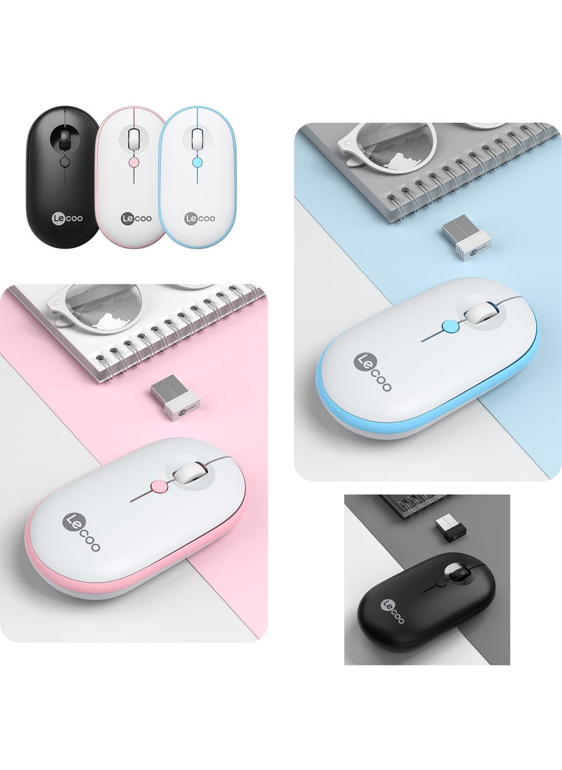 lecoo - WS212 Wireless 1600DPI 4-Button Optical Mouse White & Blue - Image 1