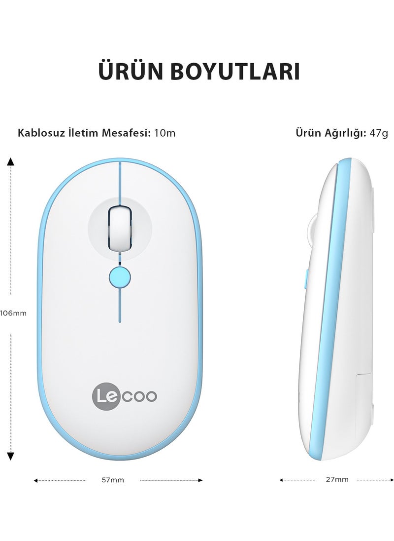 lecoo - WS212 Wireless 1600DPI 4-Button Optical Mouse White & Blue - Image 1