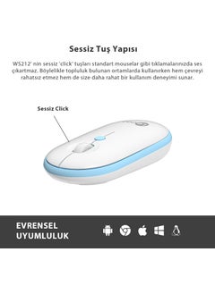 lecoo WS212 Wireless 1600DPI 4-Button Optical Mouse White & Blue  - Image 2