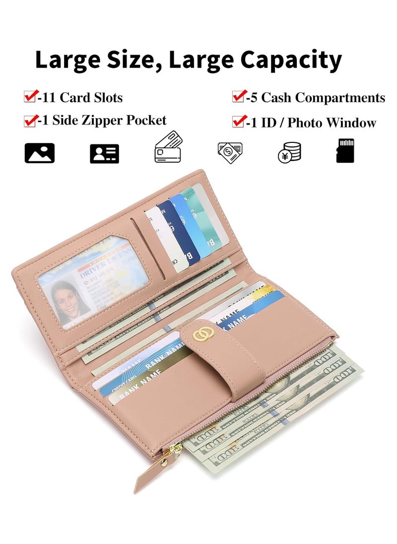 Generic - Womens Wallet Slim Rfid Blocking Bifold Leather Credit Card Wallets for Women Clutch with Zipper Coin Pocket - Image 1