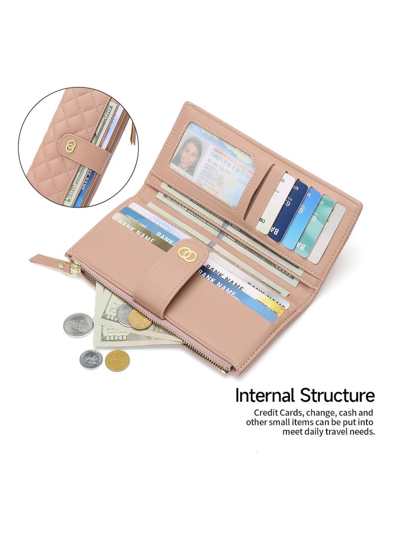 Generic - Womens Wallet Slim Rfid Blocking Bifold Leather Credit Card Wallets for Women Clutch with Zipper Coin Pocket - Image 1