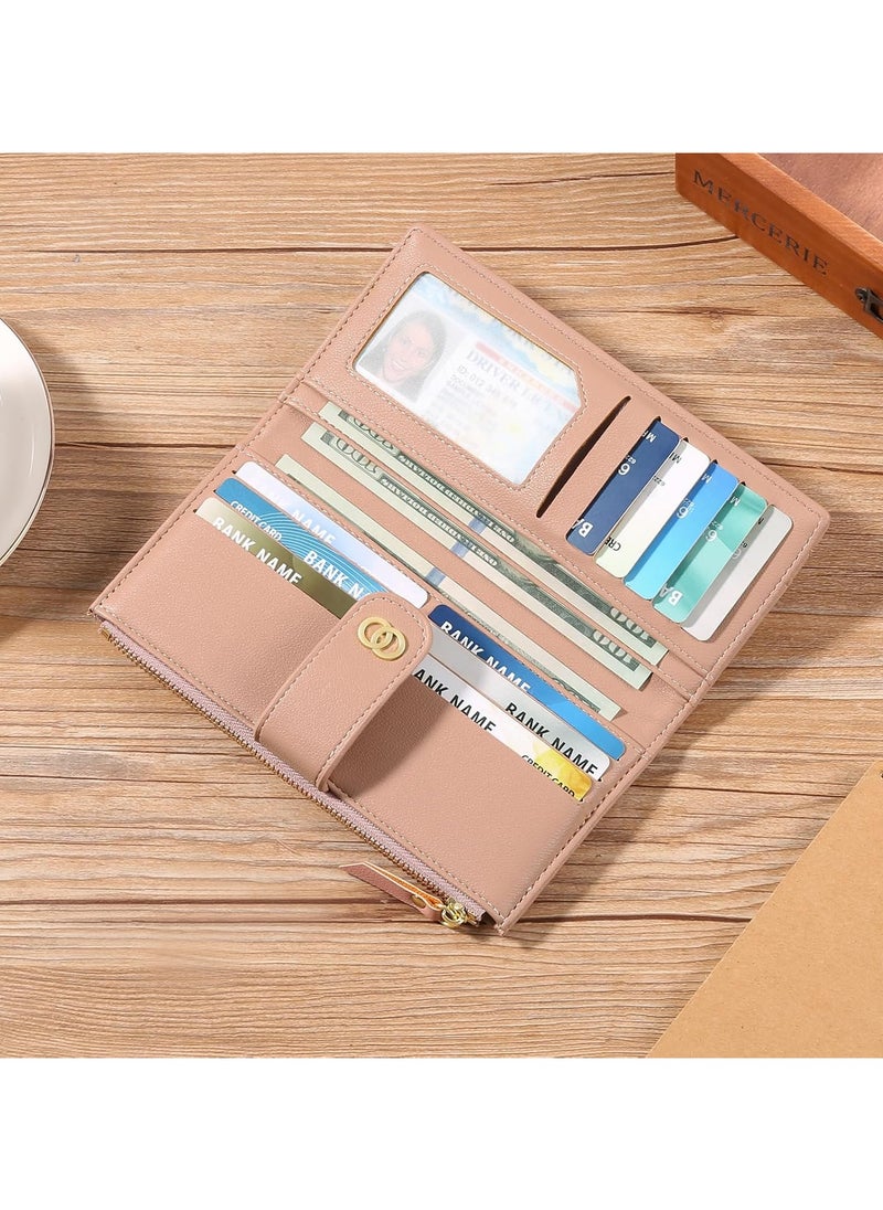 Generic - Womens Wallet Slim Rfid Blocking Bifold Leather Credit Card Wallets for Women Clutch with Zipper Coin Pocket - Image 1
