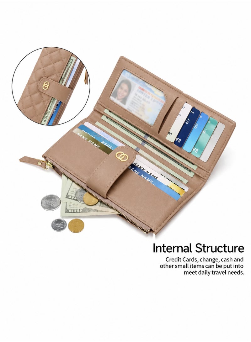 Womens Wallet Slim Rfid Blocking Bifold Leather Credit Card Wallets for Women Clutch with Zipper Coin Pocket - Image 3
