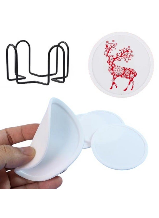 Round Silicone Coaster Modern Minimalist Cup Mat With Anti-overflow Ring Food Grade Non-slip Tea Cup Mat Cartoon LOGO-Color:Black-Specifications:10cm Round Silicone Coaster  - Image 4