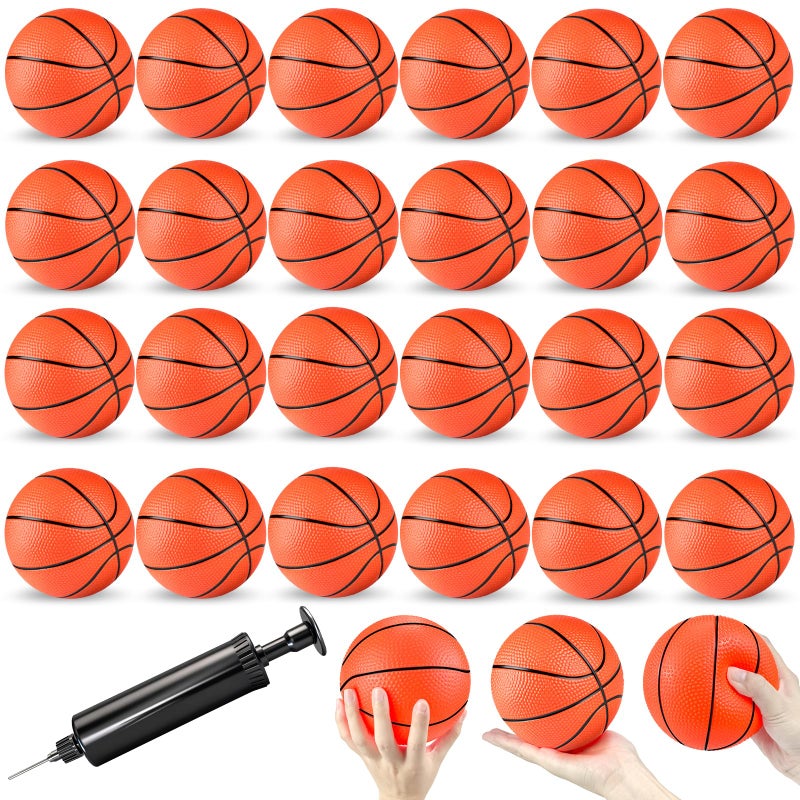 Hymaz 24 Pack 4 inch Mini Basketball Ball Small Basketball with Pump for Kids Toddlers Great Gifts Inflatable Toys Rubber ball for Basketballs Hoop for Indoors Outdoors Pool Party Theme Favors Game - Image 3