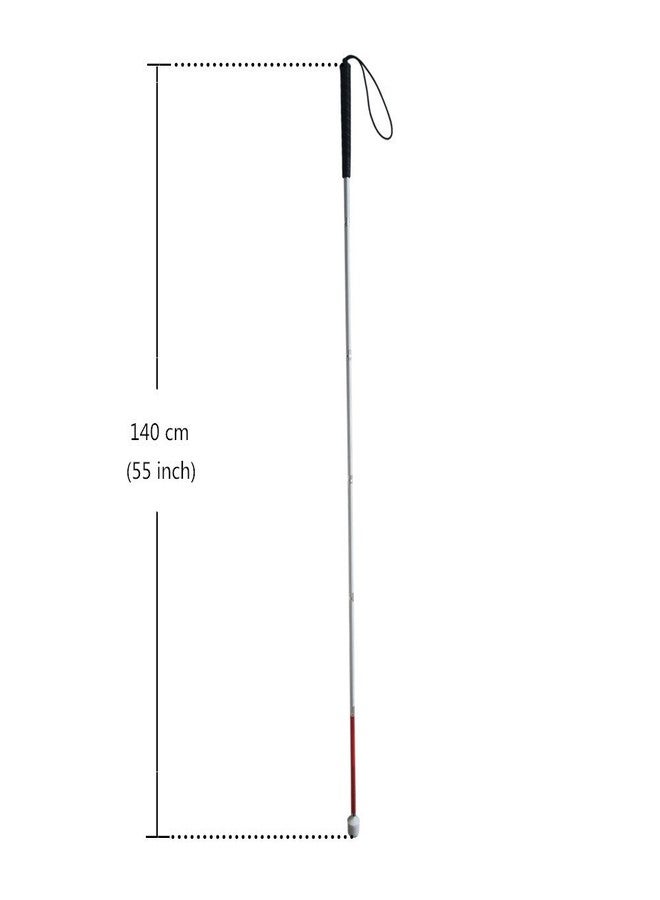 VISIONU Aluminum Mobility Folding White Cane for Vision Impaired and Blind People (Folds Down 6 Sections) (140cm (55 inch), Black Handle) - Image 2