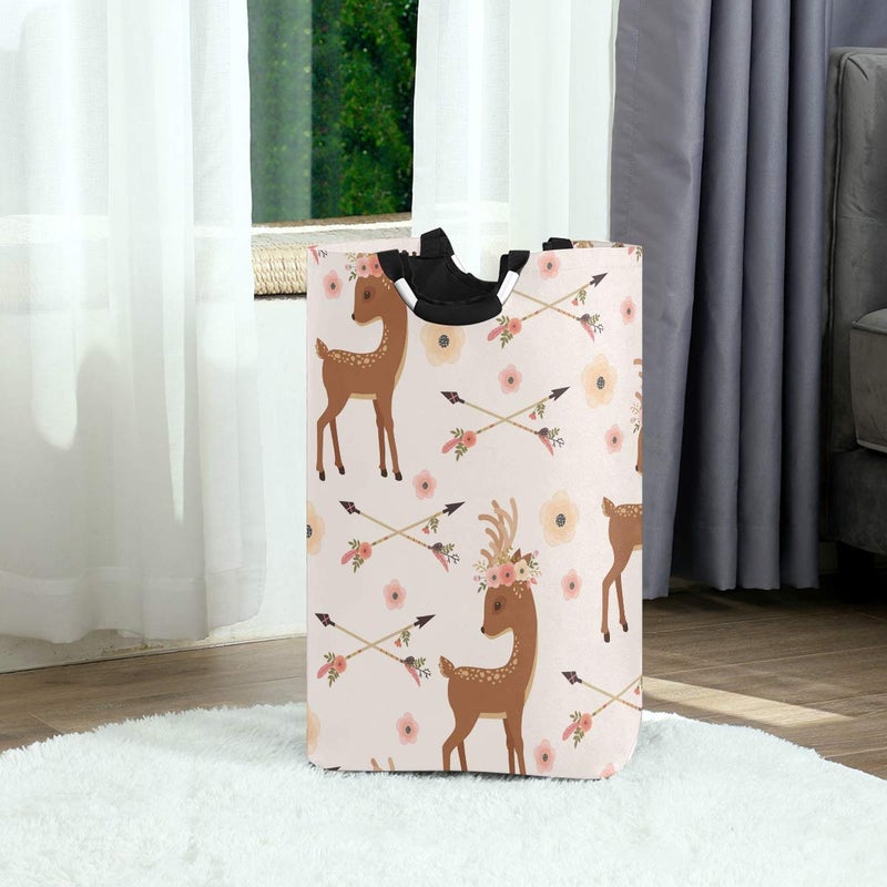 senya Deer with Flower Arrows Large Storage Basket Collapsible Organizer Bin Laundry Hamper for Nursery Clothes Toys - Image 4