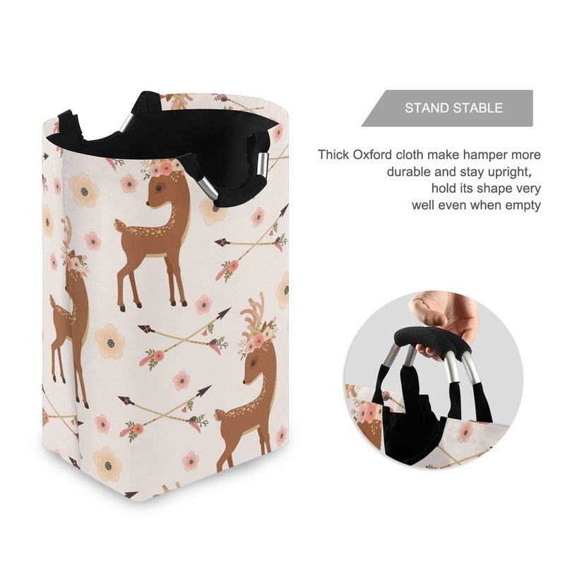 senya Deer with Flower Arrows Large Storage Basket Collapsible Organizer Bin Laundry Hamper for Nursery Clothes Toys - Image 2