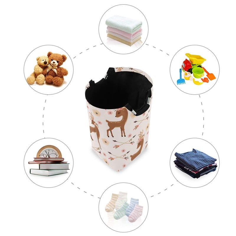 senya Deer with Flower Arrows Large Storage Basket Collapsible Organizer Bin Laundry Hamper for Nursery Clothes Toys - Image 5