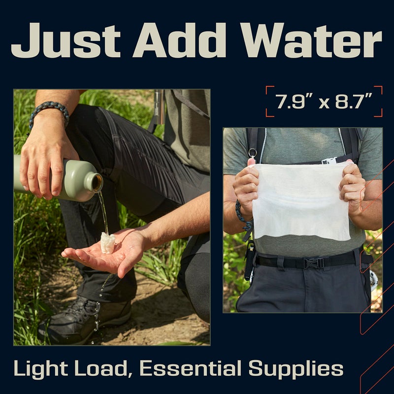 PREPARED4X Compressed Towel Tablets - 100% Bamboo Camping Toilet Paper Tablets, Great for Hiking, Travel and Backpacking - Disposable Washcloths, Body Wipes, Paper Towel Coin Tissue - 500 Pack - Image 4