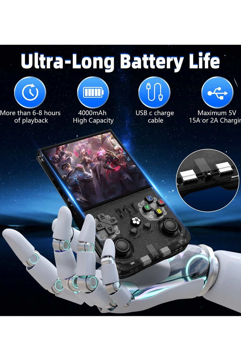 Joshberg R36MAX Retro Handheld Game Console,128GB Built-in 22,000+ Classic Games,Portable Open Source Linux System,4.0-inch 4K HD IPS Screen & Video Player (Black 128G) - Image 3