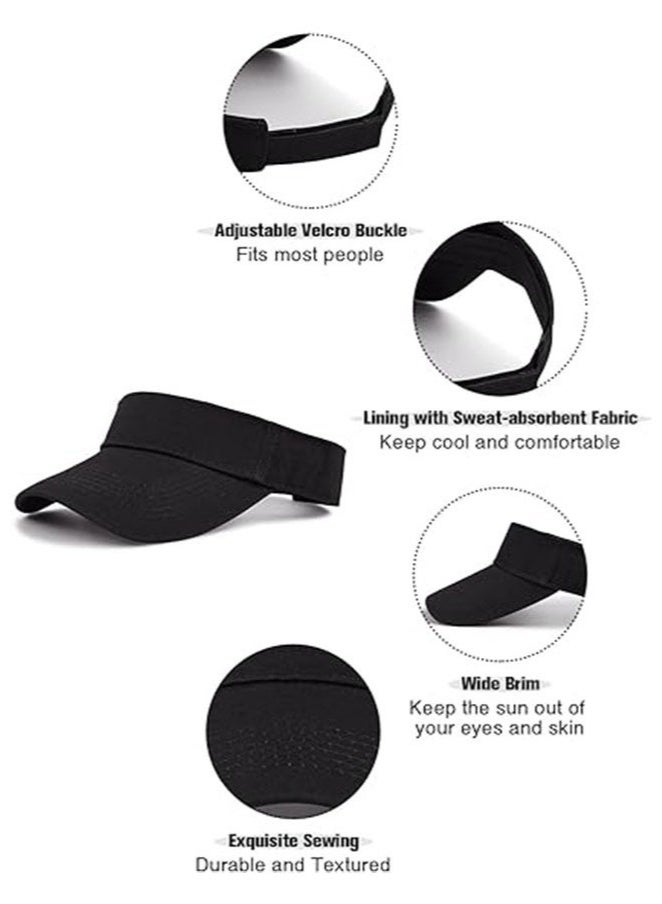 Sport Sun Visor Hats, Adjustable Lightweight Outdoor Sports Empty Top Baseball Cap, UV Protection Cap for Cycling Running Tennis Golf & All Sports (Black) - Image 3