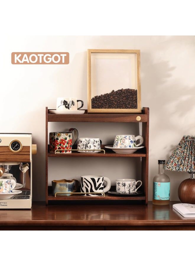 KAOTGOT Coffee Mug Holder for Countertop with 6 Sets Cups Wood Coffee Mugs Holder for Kitchen Mug Display Rack Cup Organizer - Image 2