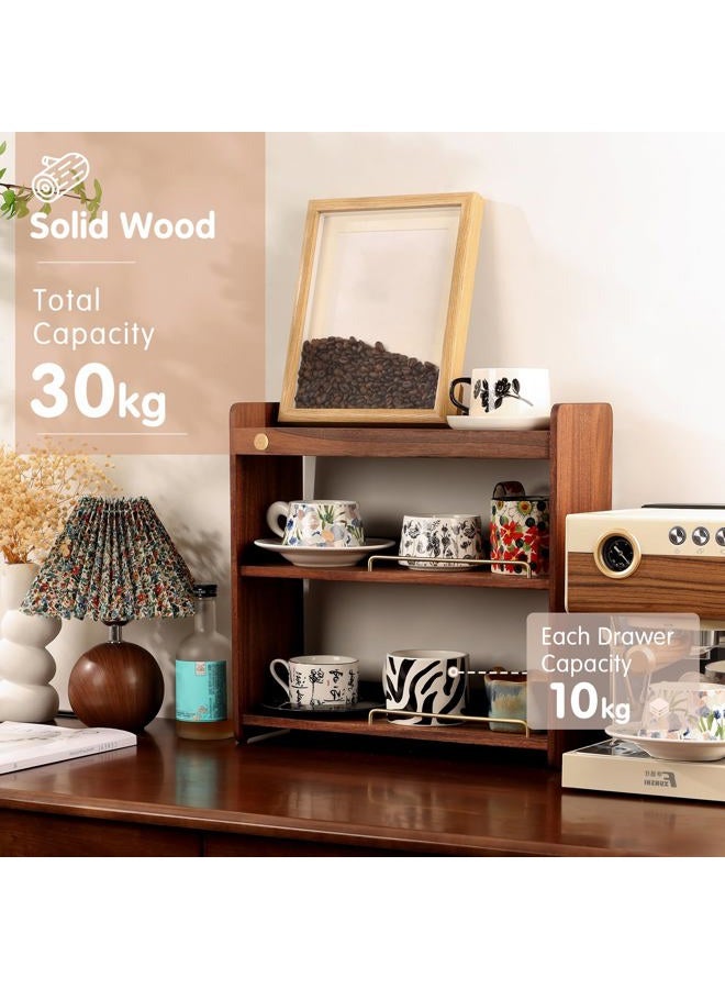 KAOTGOT Coffee Mug Holder for Countertop with 6 Sets Cups Wood Coffee Mugs Holder for Kitchen Mug Display Rack Cup Organizer - Image 3