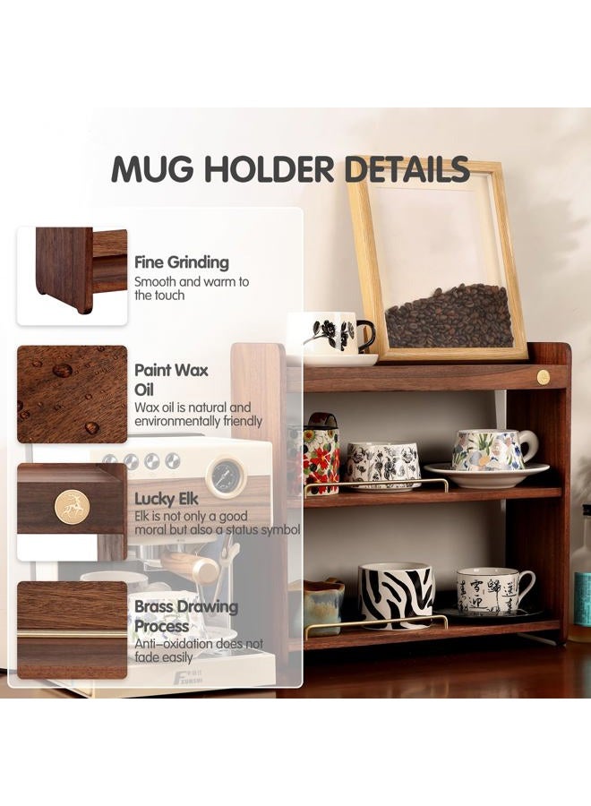 KAOTGOT Coffee Mug Holder for Countertop with 6 Sets Cups Wood Coffee Mugs Holder for Kitchen Mug Display Rack Cup Organizer - Image 4