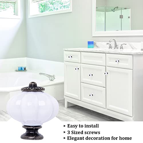 IEIK Acrylic Pumpkin Knobs, White Cabinet knobs Set of 20 Vintage Decorative Handles Pulls for Doors, Closet, Drawers, Dresser, Cupboard, Kitchen Furniture or Kids Room - Image 4