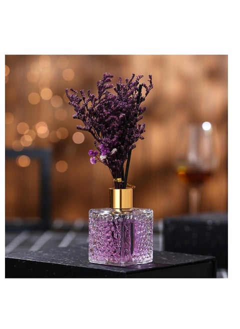 Lavender Fraganced  80ml Flower Reed Diffuser Set Scent Diffuser With Sticks Home Fragrance Flower Diffuser For Home Office Bathroom Shelf