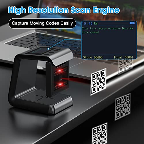 symcode 2D QR Wireless Hands-Free Omnidirectional Desktop Barcode Scanner, with Screen Display and Large Capacity Batteries, Compatible with Bluetooth & 2.4GHz Wireless, for Airport, Supermarket - Image 4