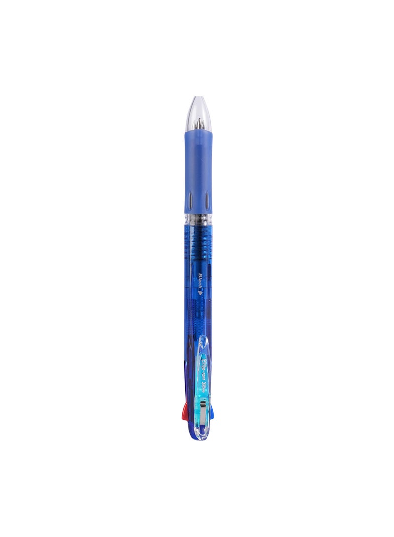 ZEBRA Clip-On Multi Pen 4in1 ( 0.7 mm) , 4 Colors , Soft Comfort Grip for Smooth Writing , Pack of 10 Pens - Blue - Image 2
