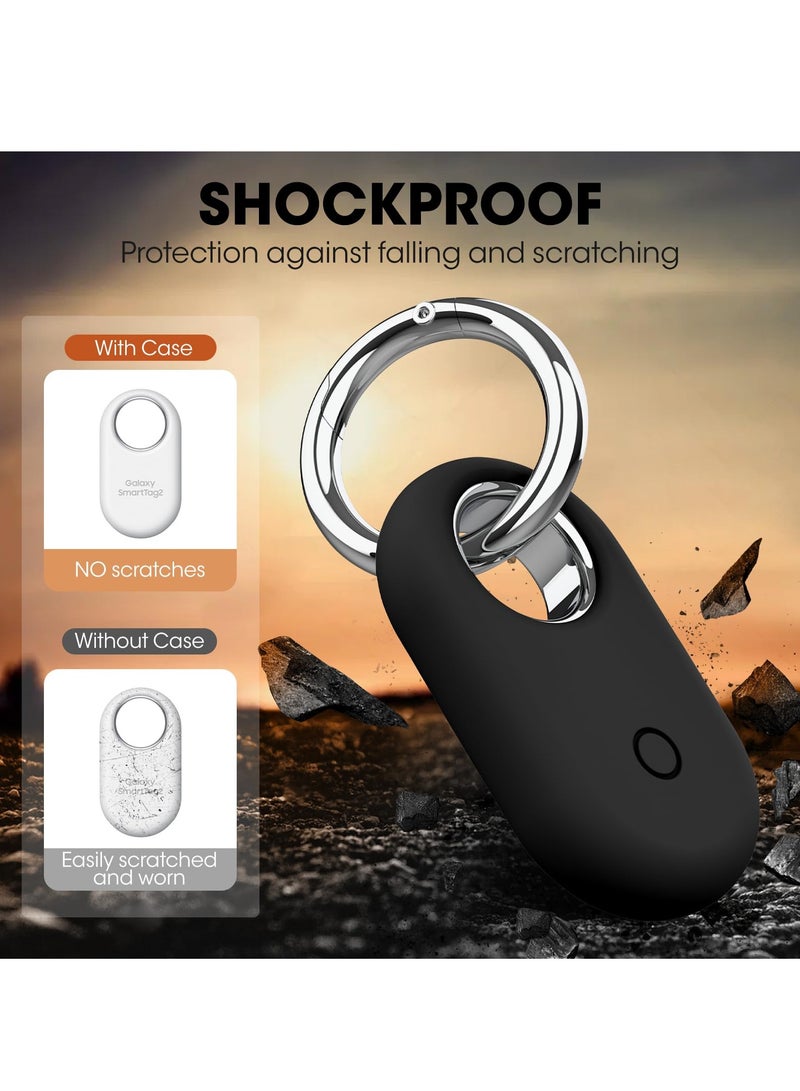 KASTWAVE 4 Pack Smarttag2 Holder Compatible with Samsung Galaxy SmartTag2, Soft Silicone Case All-Round Protection Against Scratch and Drop, with Keychain Suitable for Keys, Bags, Luggage, and Valuables - Image 3