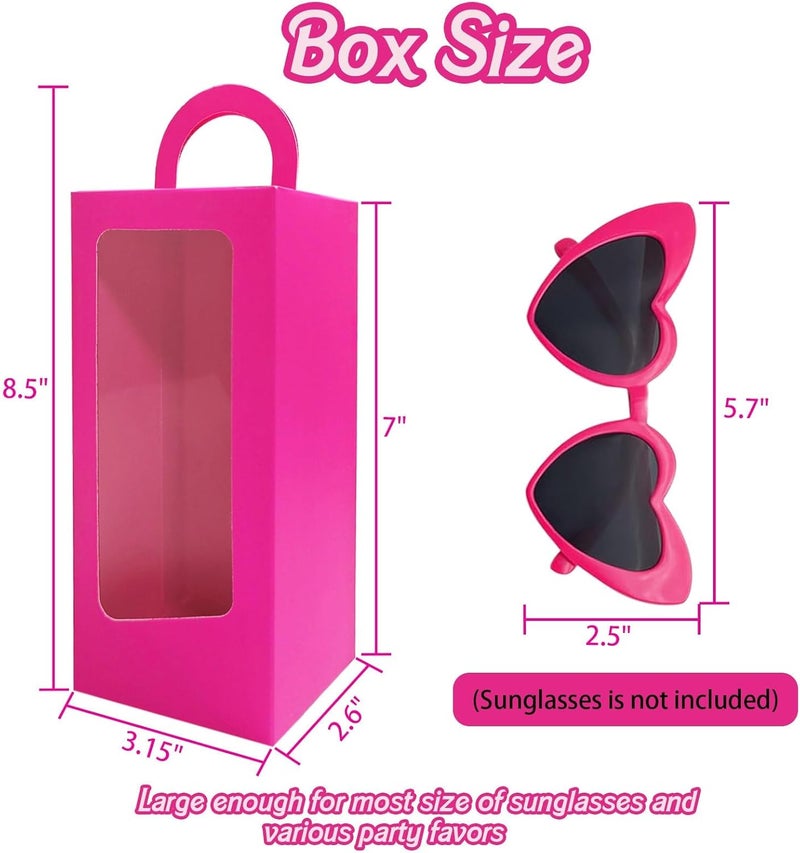 Senfaro 12 Hot Pink Party Favor Boxes 90s Doll Pink Girls Birthday Gift Gable Treat Box Candy Goodie Tall Gable Window Box for Girl Princess Birthday Wedding Bridal Shower Bachelorette Decorations - Image 2